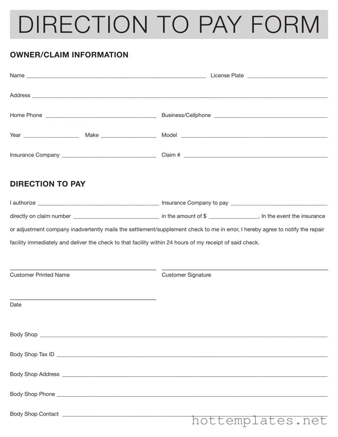 Free Authorization And Direction Pay PDF Template(09)