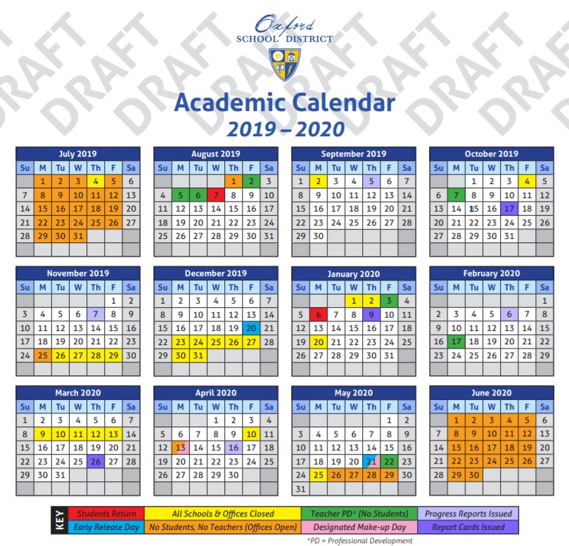 OSD Sets School Calendar for 20192020 Ole Miss
