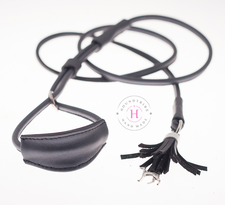 Luxury Leather Dog show leash Graphite Houndtribe