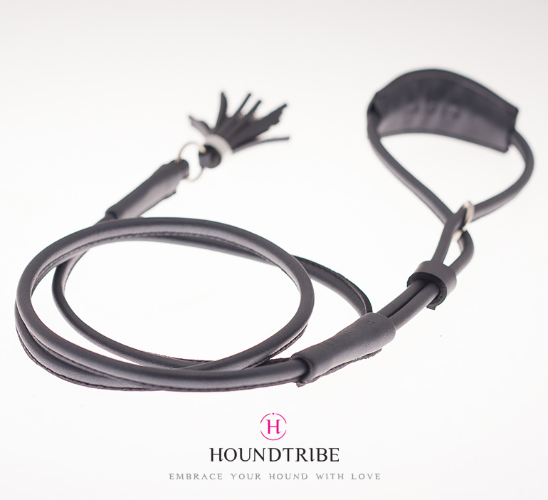 Luxury Leather Dog show leash Graphite Houndtribe