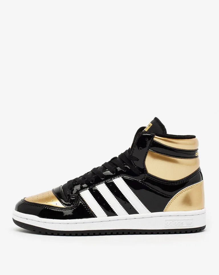 Men's Adidas Top Ten Hi Black Gold Patent Leather FX7873 Housakicks
