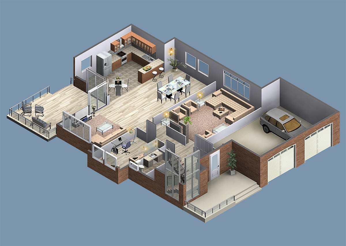 3D House Renderings. Color Elevations. Real Estate Plans.