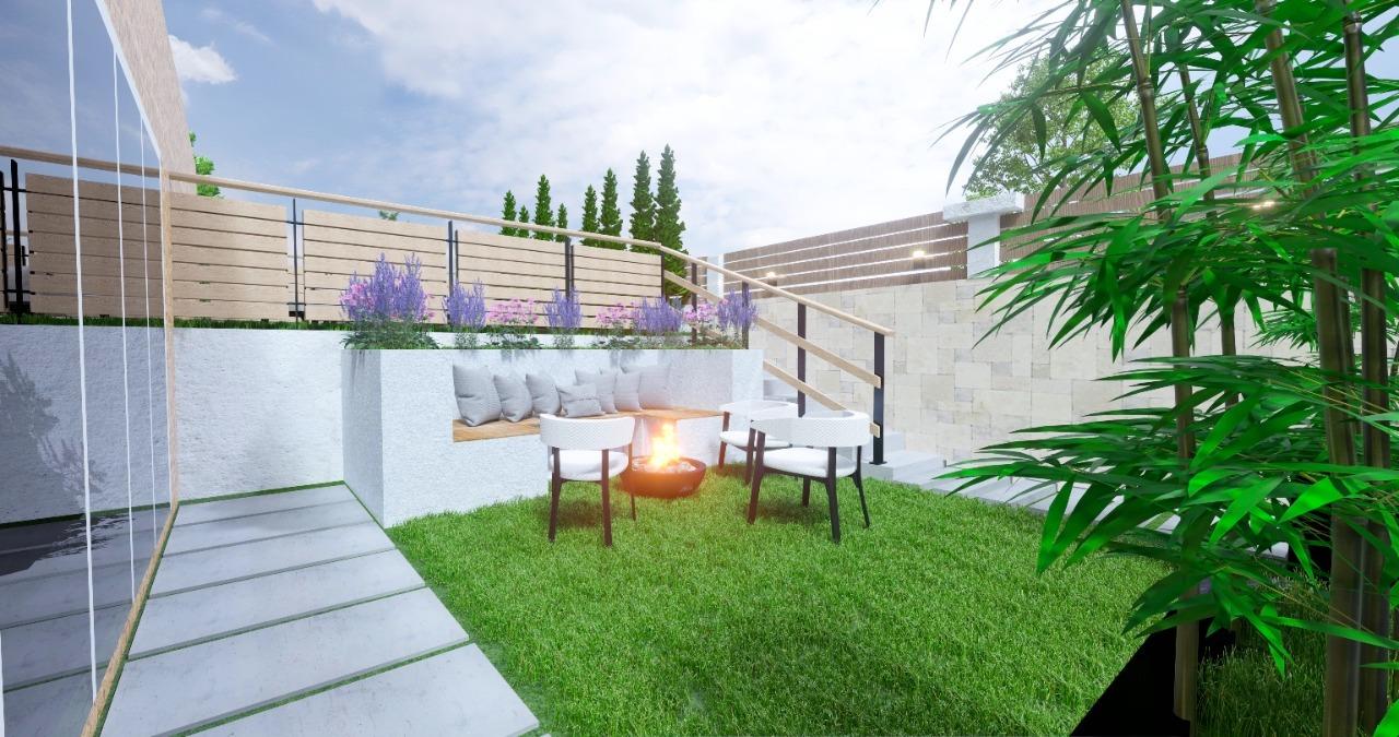 Contemporary Garden Design with bespoke builtin seating House Designer