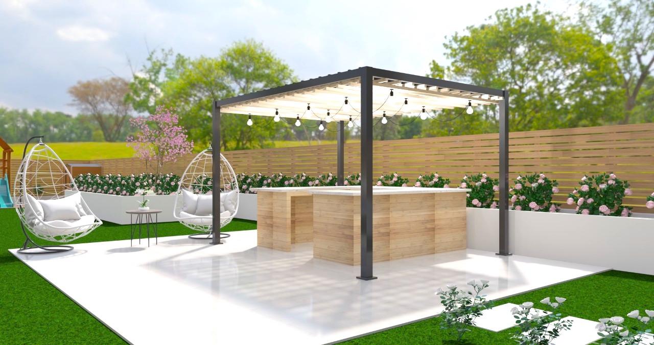 Modern Garden Designed with pergola and entertainment area House Designer