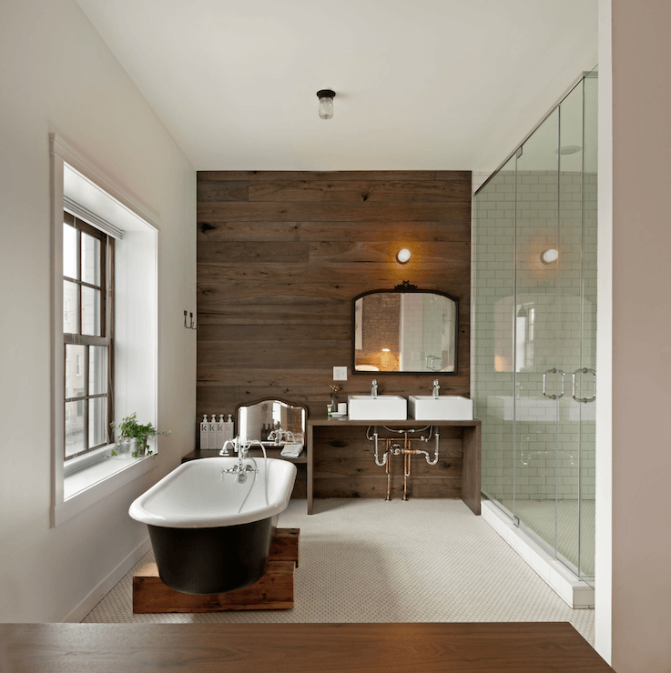 20 Bathrooms With Wood Wall Designs