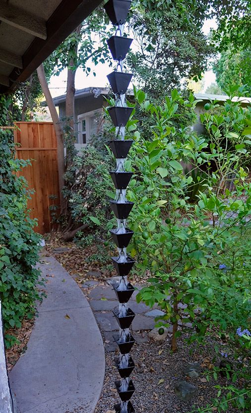 Medium Square Cups Black Decorative Rain Chains