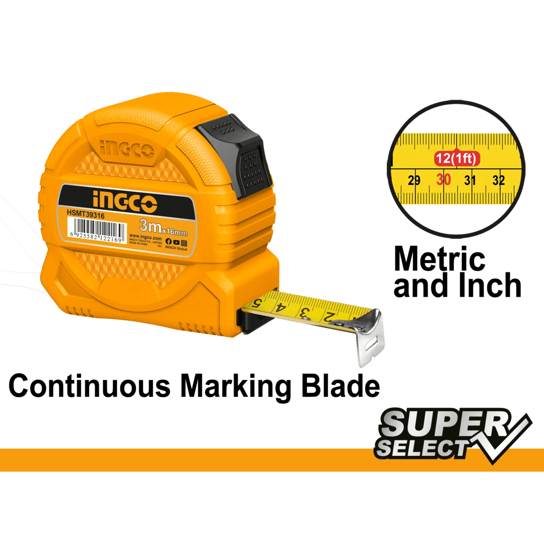 Steel Measuring Tape 3m HSMT39316 House Of Tools