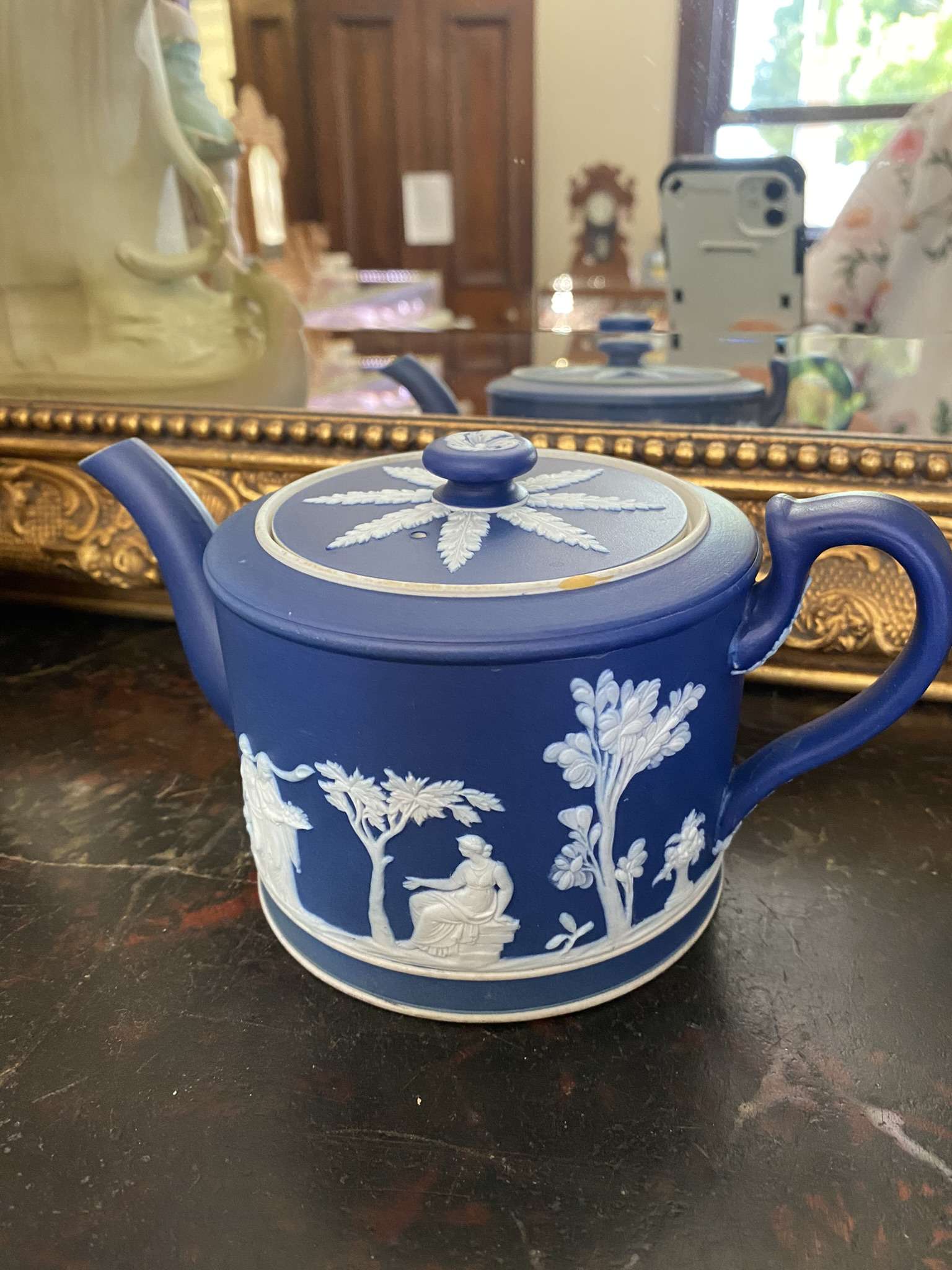 Wedgwood Cobalt Blue Jasperware Teapot House Of Treasures