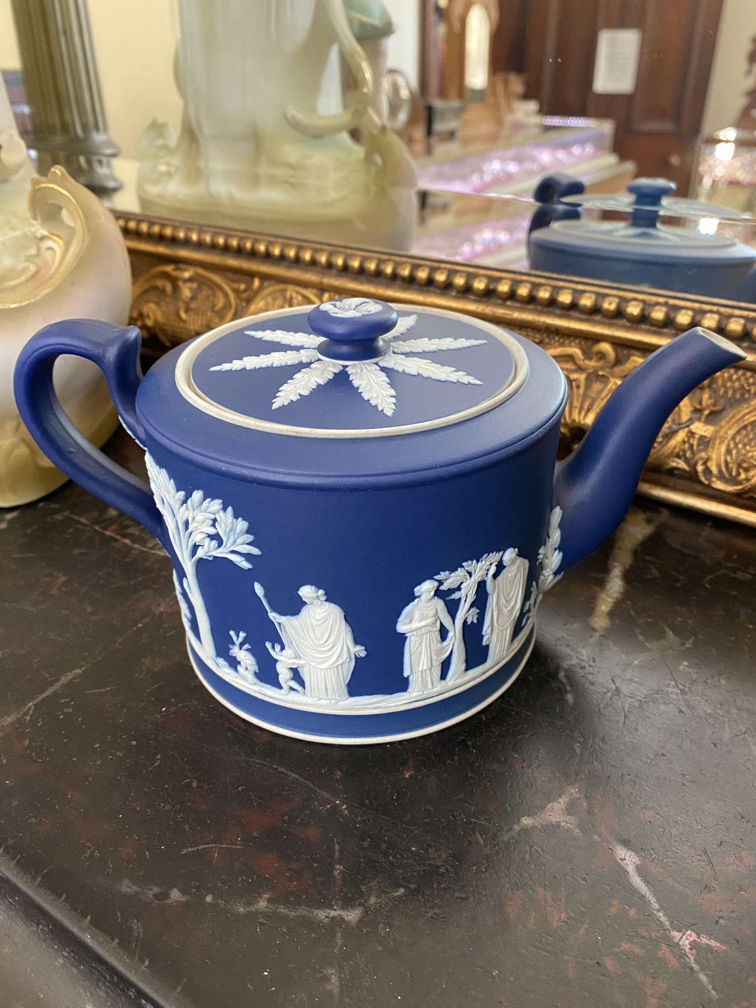 Wedgwood Cobalt Blue Jasperware Teapot House Of Treasures