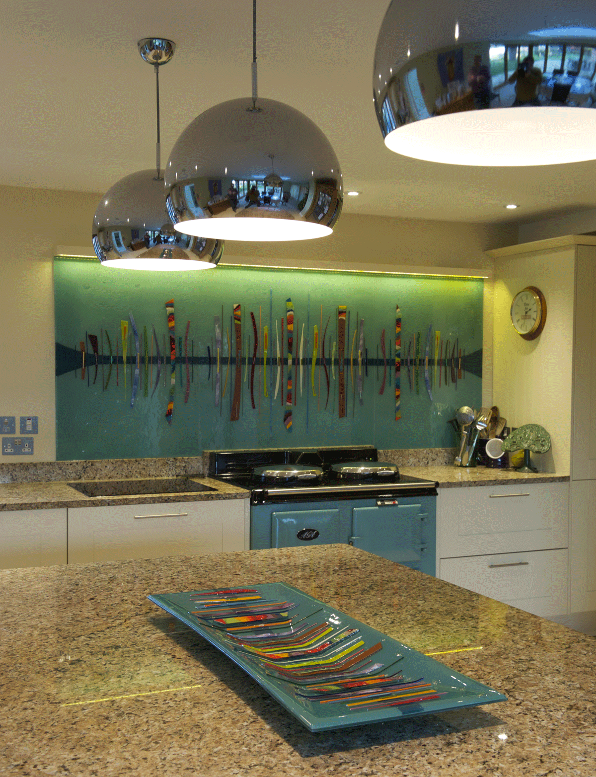 BESPOKE FUSED GLASS ART KITCHEN SPLASHBACK IN GOUDHURST, KENT House