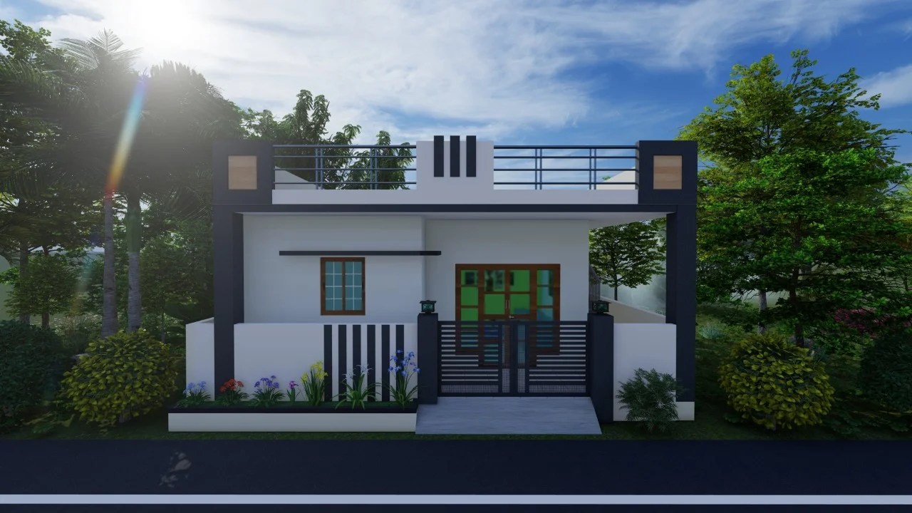 Small house plan with Elevation Design download PDF for Free Housepointer