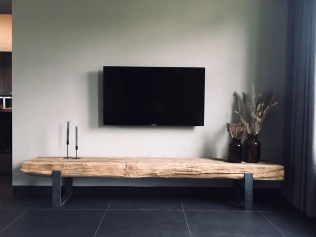 Oude Bielzen Tv-Meubel Ruw Met Staal Onderstel 40Cm Breed - Hout Van Toen