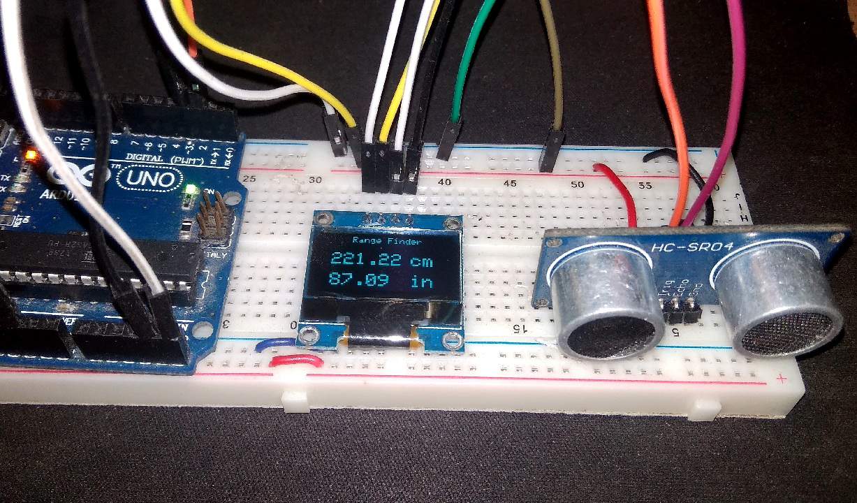 Range Finder Using Ultrasonic Sensor & Arduino with OLED Display