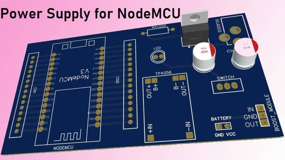 Power Supply for NodeMCU with Battery Charger & Booster
