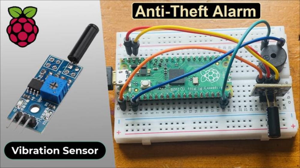 AntiTheft Alarm with Vibration Sensor & Raspberry Pi Pico
