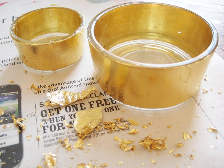 Gold Leaf Covered Candle Holders How Did You Make This? Luxe DIY