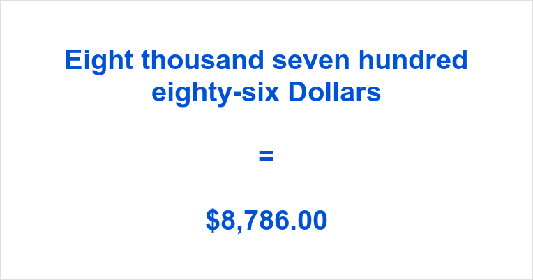 Eight Thousand Seven Hundred Eighty-Six Dollars – How to Write Eight