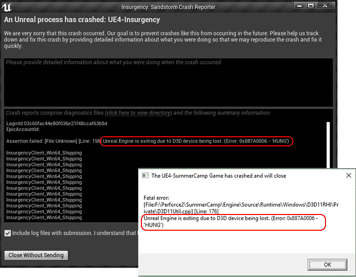 Unreal Engine is exiting due to D3D device being lost how to fix the