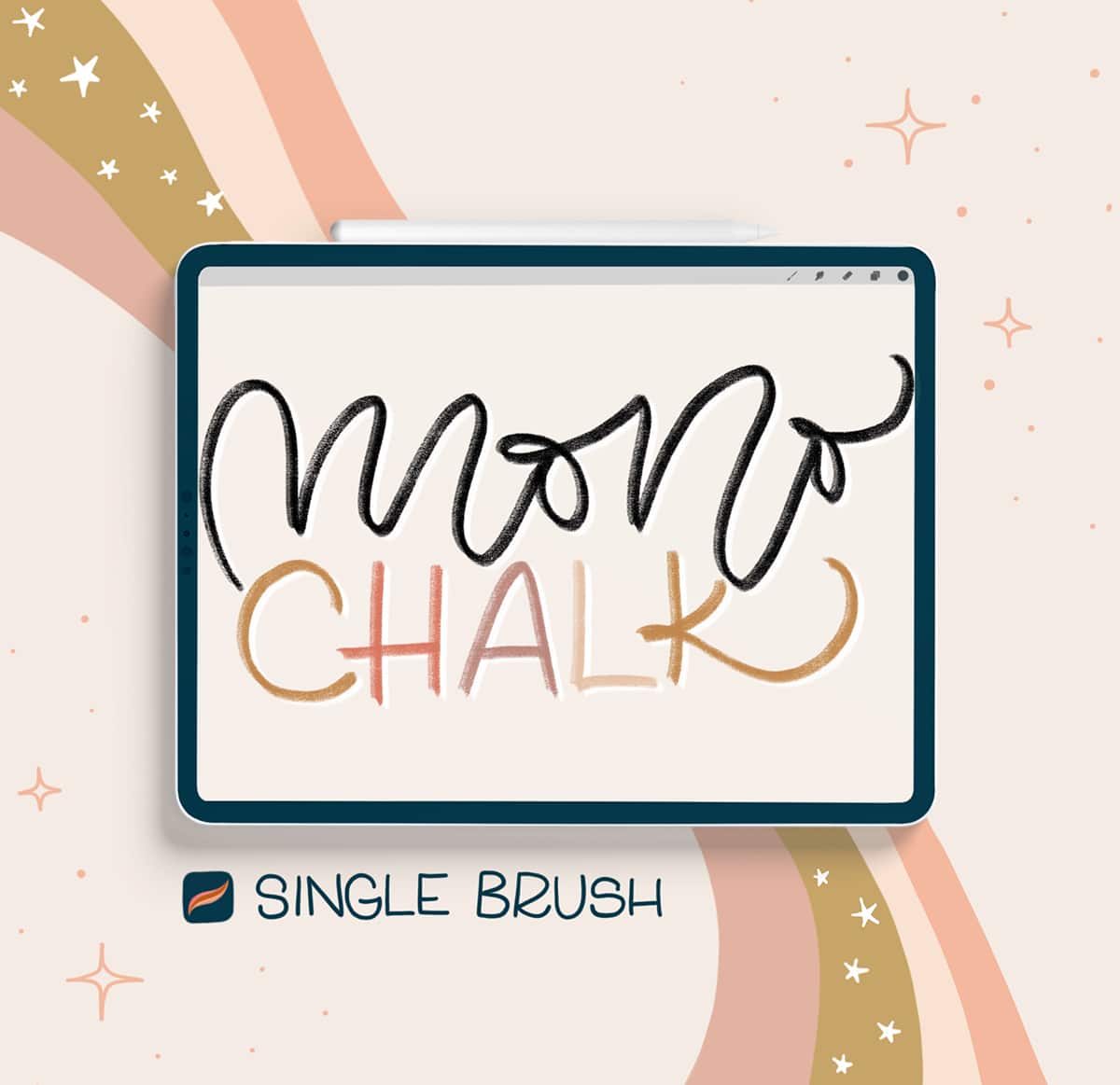 Monoline Chalk Single Procreate Brush HowJoyful Studio by Joy Kelley