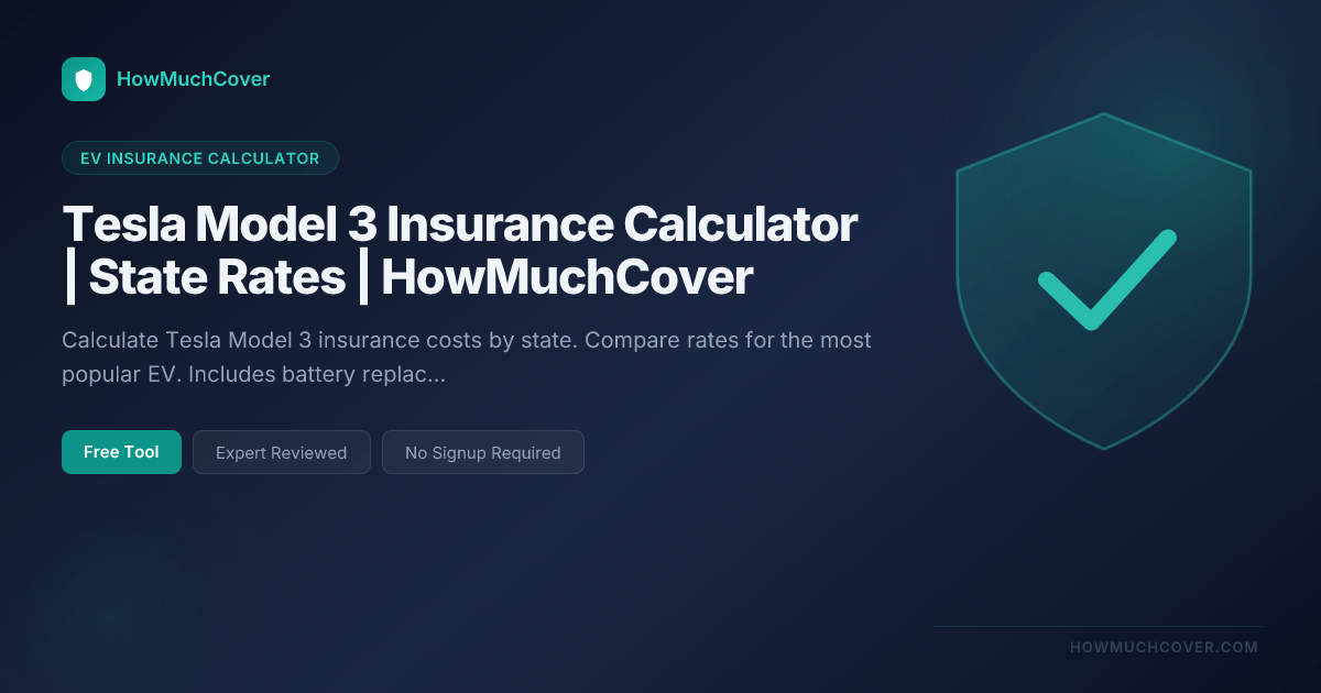 Tesla Model 3 Insurance Calculator | State Rates | HowMuchCover