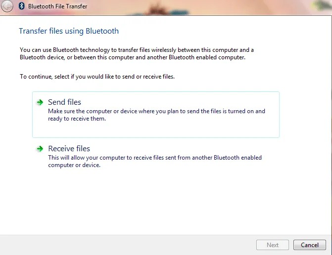 Create Shortcut to Transfer Files through Bluetooth on Windows 10, 8