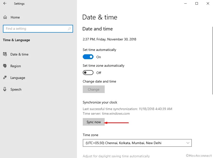 How to Manually Sync Clock with Time Server in Windows 10