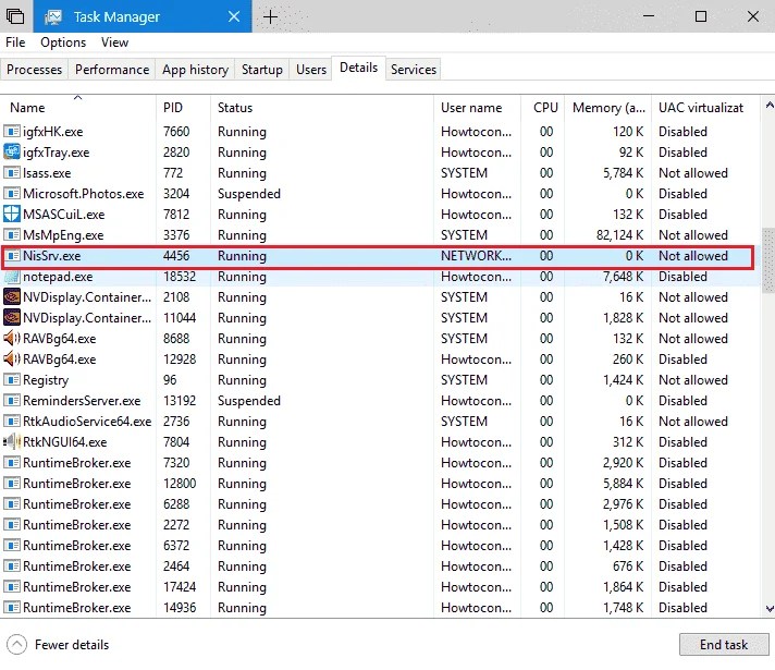 NisSrv.exe in Windows 10 What is it and How Does it work?