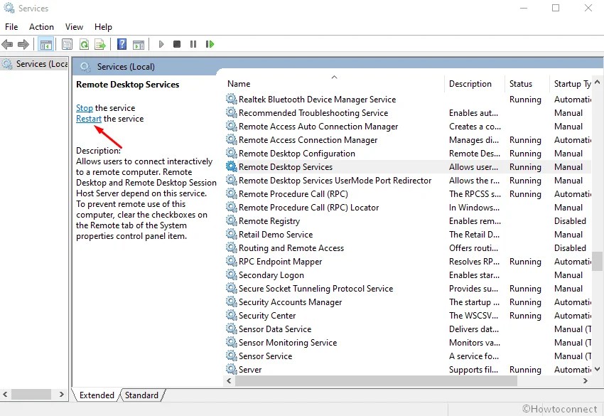 How to Restart RDP Service in Windows 10