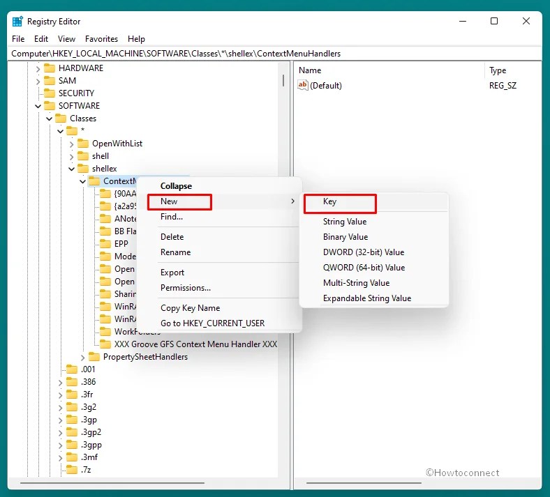 How to create a new key in Registry Editor Windows 11