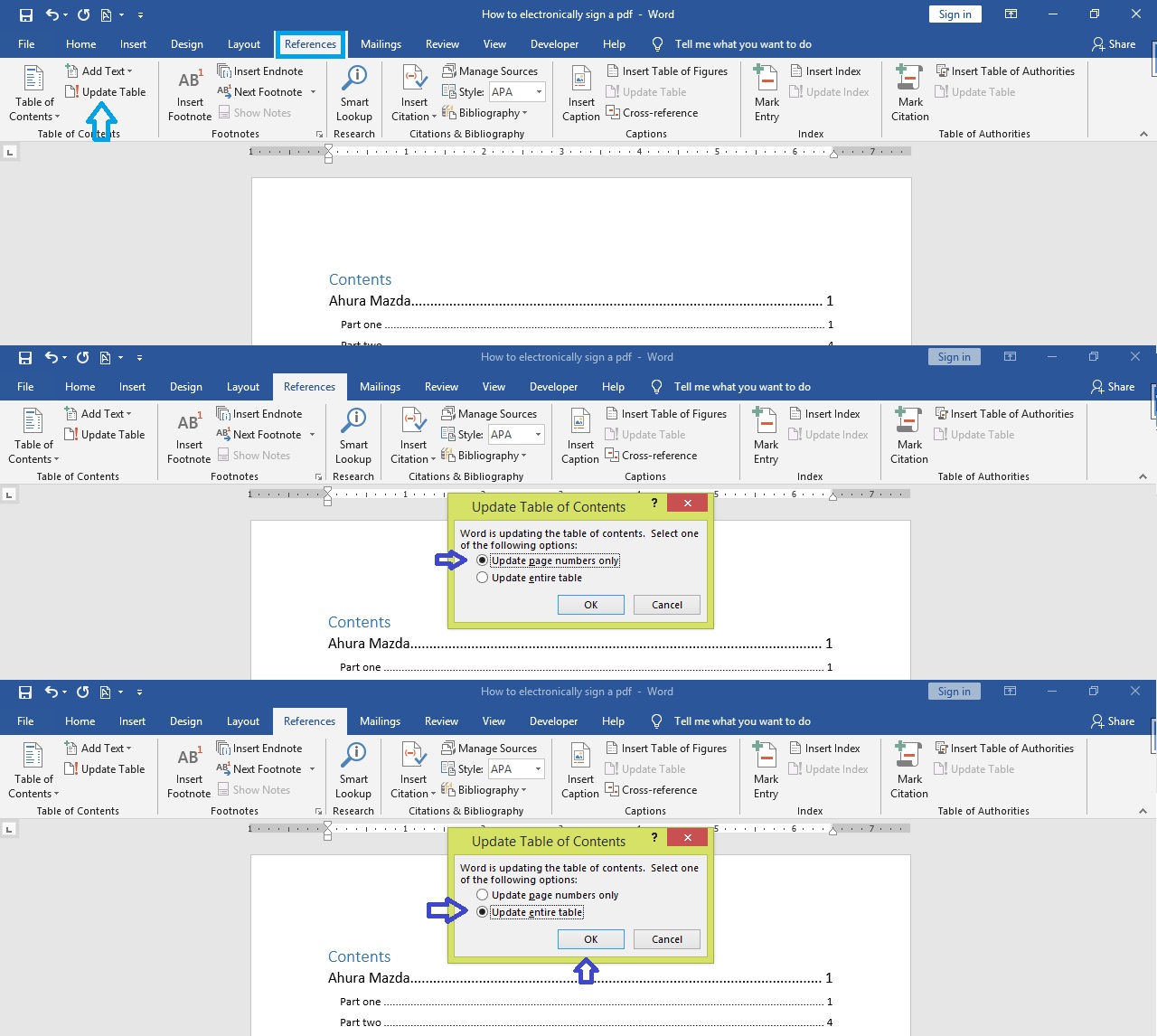 How to Make a Table of Contents in Word 2019