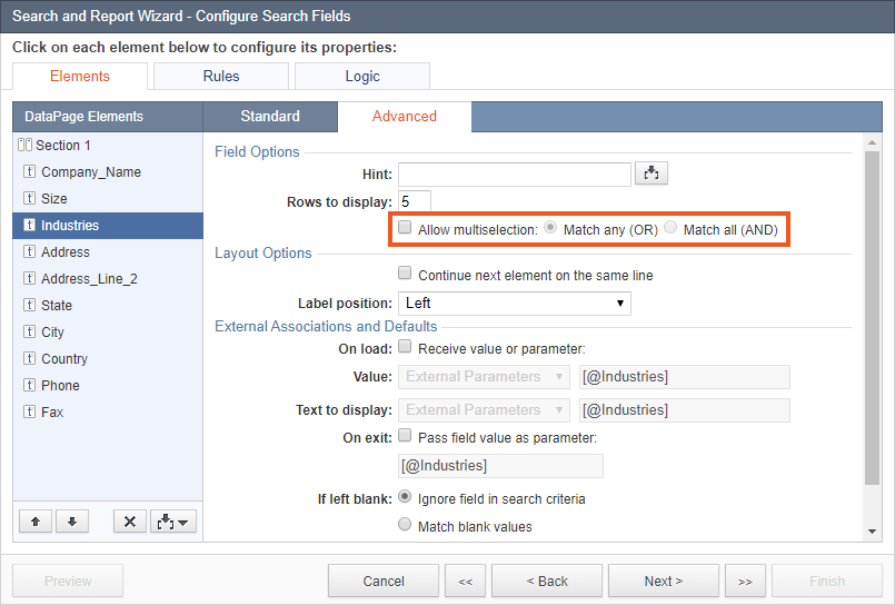 Multiselect Listboxes in Search Forms Caspio Online Help