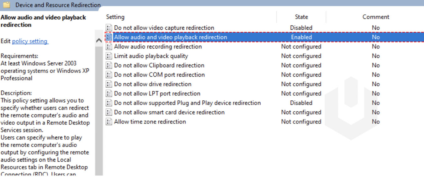 How to configure Remote Desktop cam Redirection?