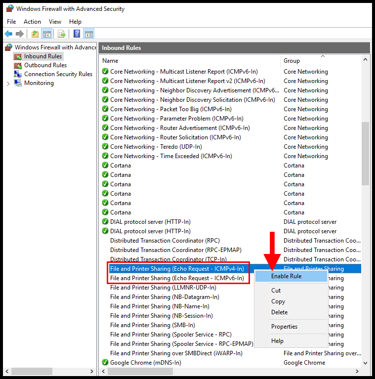 How to Configure the Windows firewall to allow ping