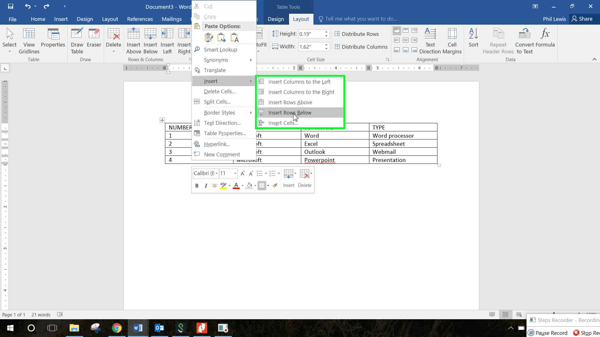 INSERT ROWS & COLUMNS HOW TO BUILD AND EDIT TABLES IN MICROSOFT WORD