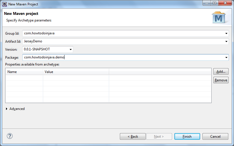 Jerseyquickstartarchetype Hello World Application Example