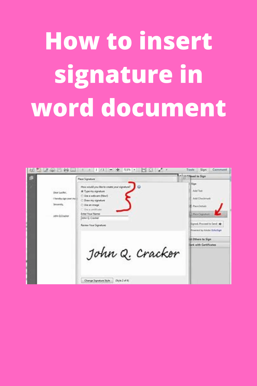 How to insert signature in word document How To Do Topics