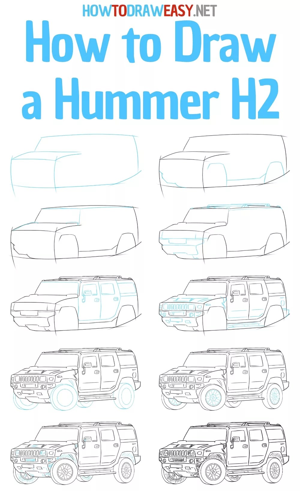 How To Draw A Hummer H2 - How To Draw Easy