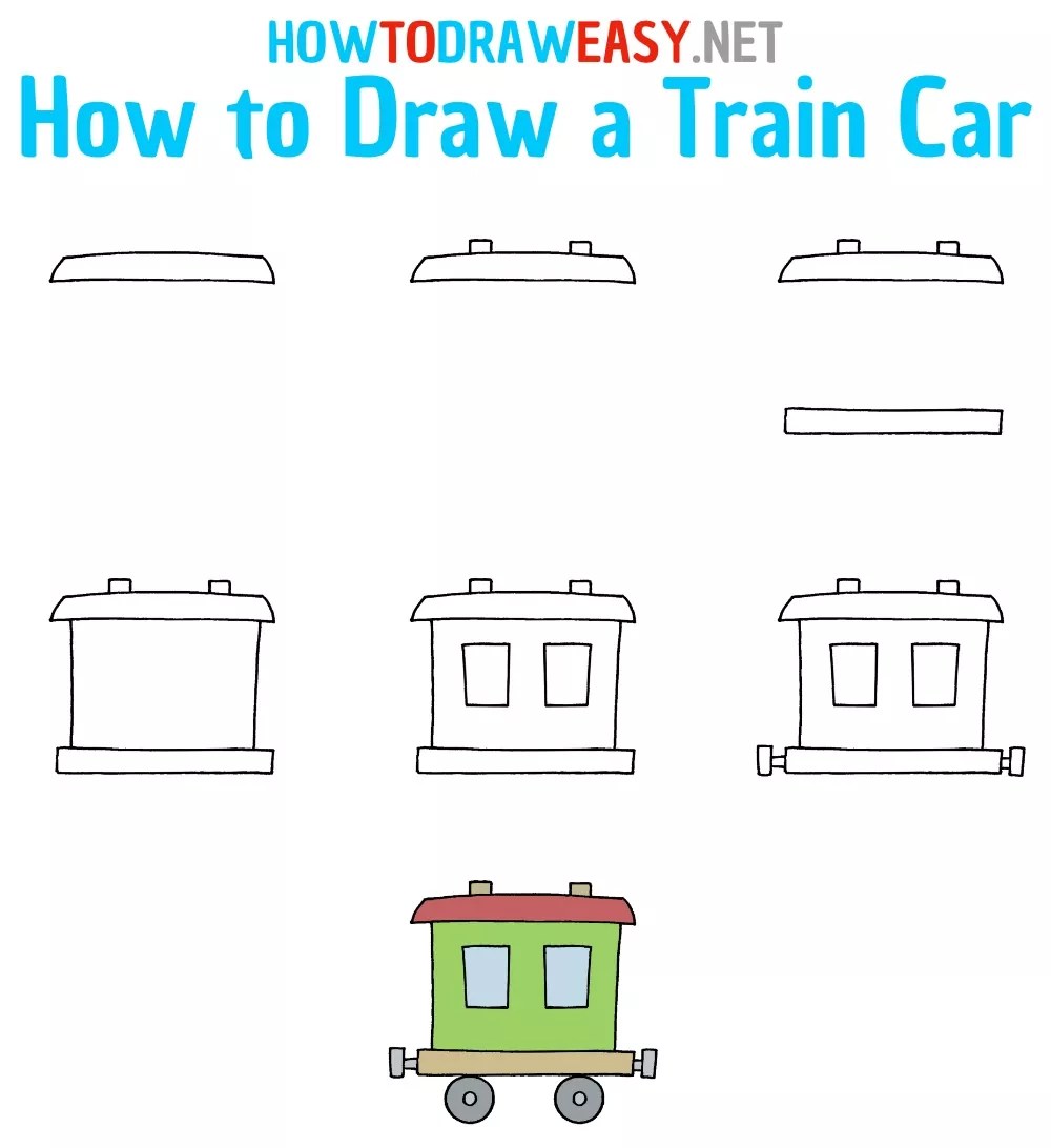 How to Draw a Train Car for Kids How to Draw Easy