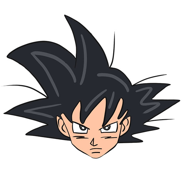 How To Draw Goku's Face » Practicebrush3