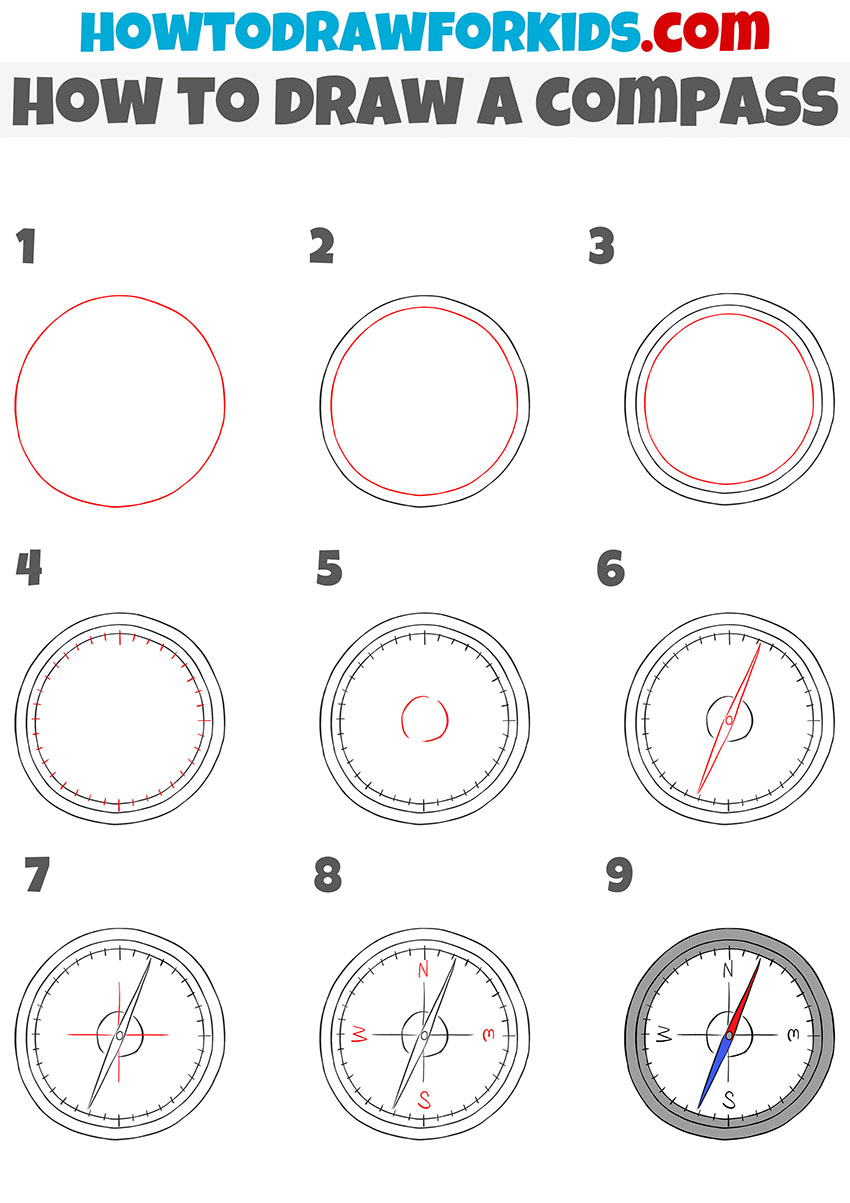 How to Draw a Compass Easy Drawing Tutorial For Kids