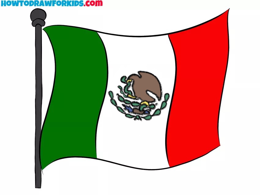 How to Draw The Mexican Flag Easy Drawing Tutorial For Kids