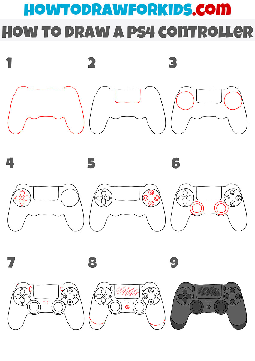 How to Draw a Ps4 Controller Easy Drawing Tutorial For Kids