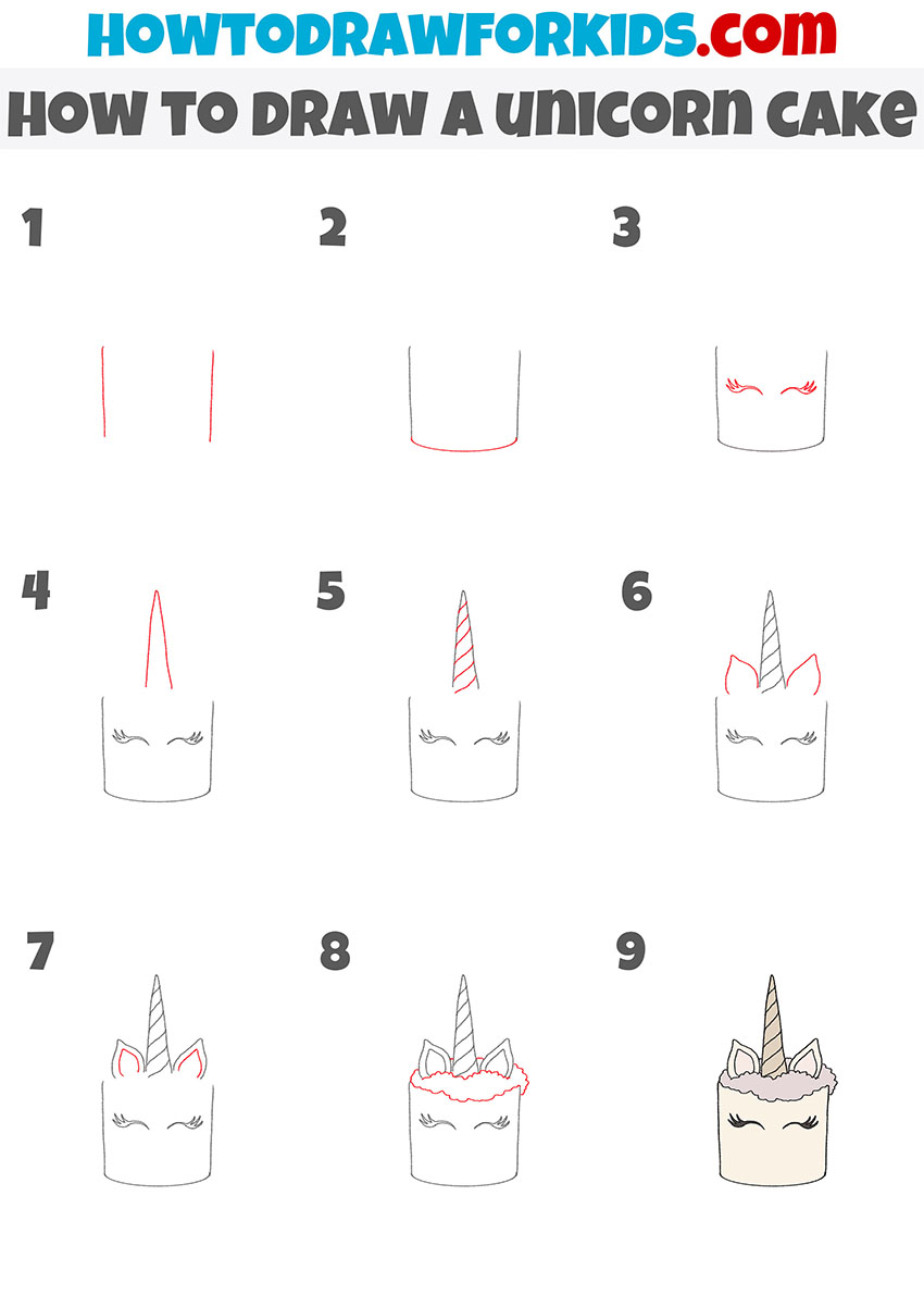 How to Draw a Unicorn Cake Easy Drawing Tutorial For Kids