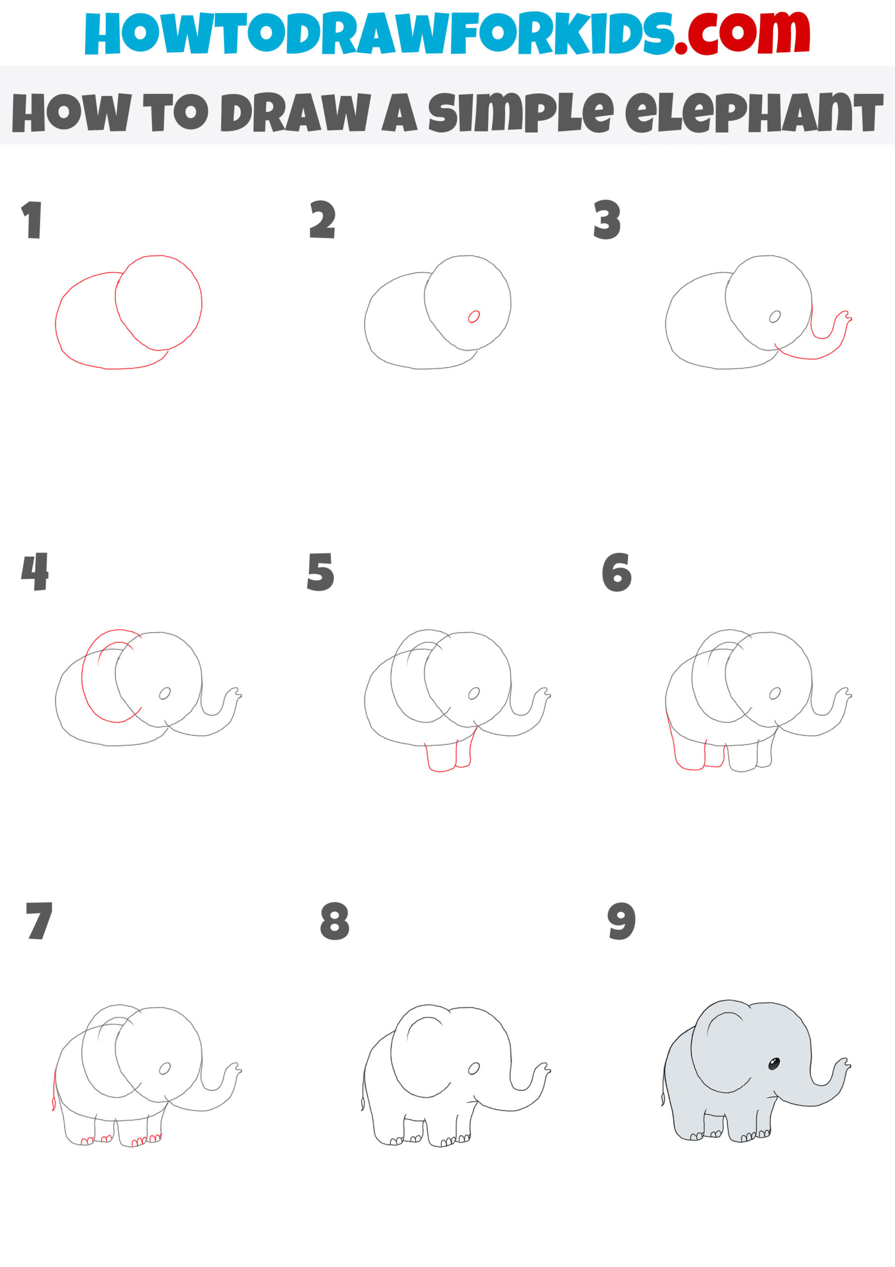 How to Draw a Simple Elephant Easy Drawing Tutorial For Kids