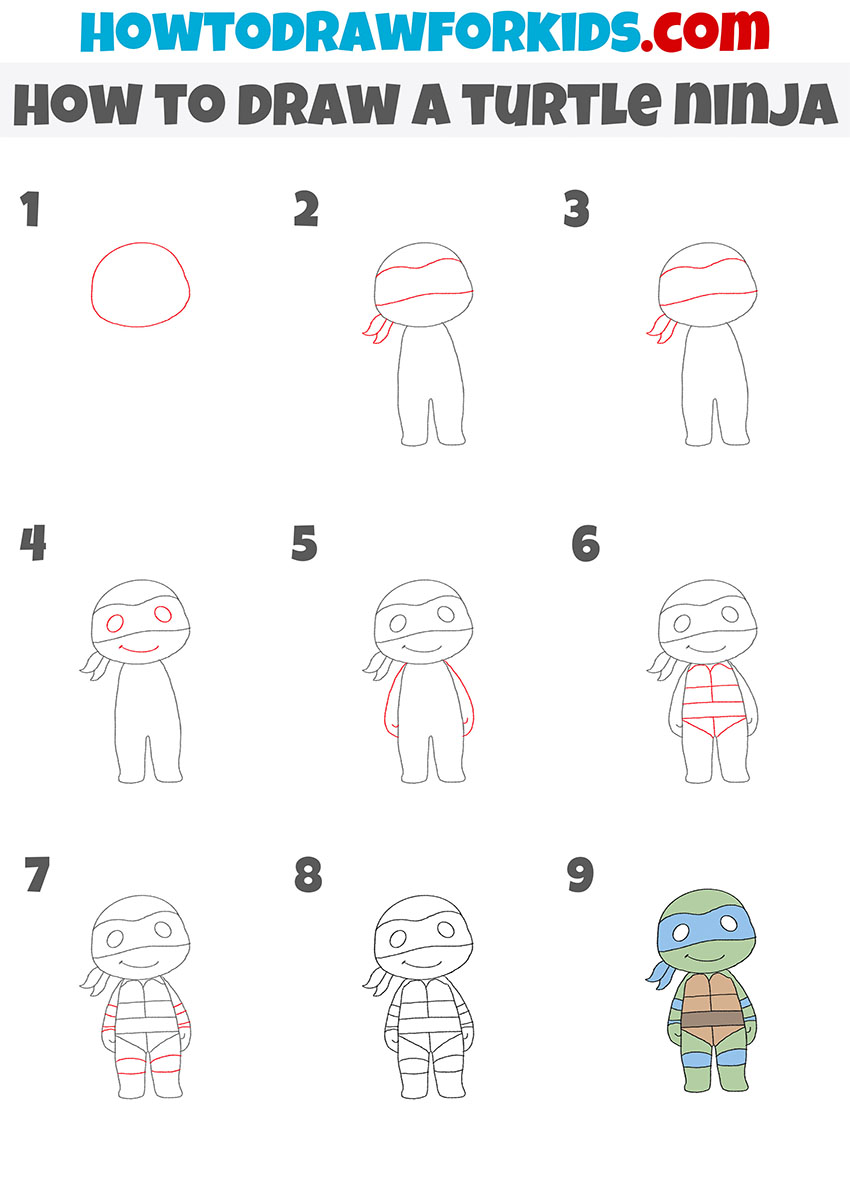 How to Draw a Turtle Ninja Easy Drawing Tutorial For Kids