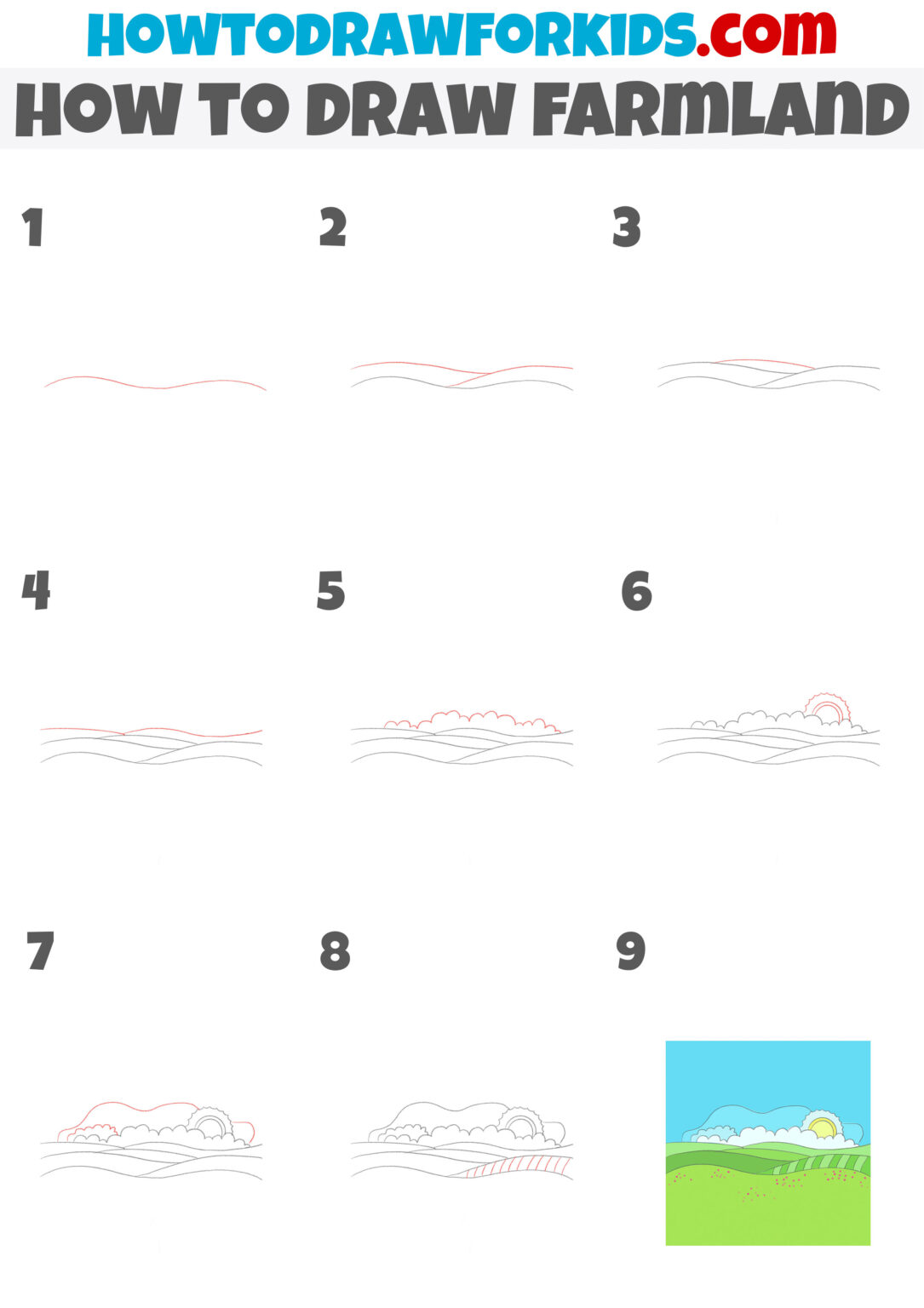 How to Draw Farmland Easy Drawing Tutorial For Kids