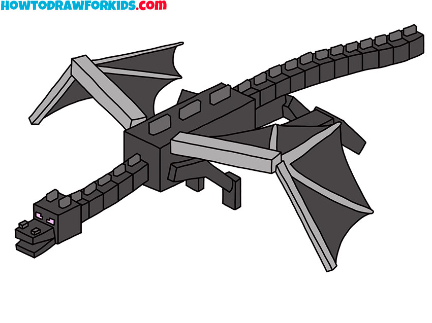 How to Draw Ender Dragon Step by Step Drawing Tutorial