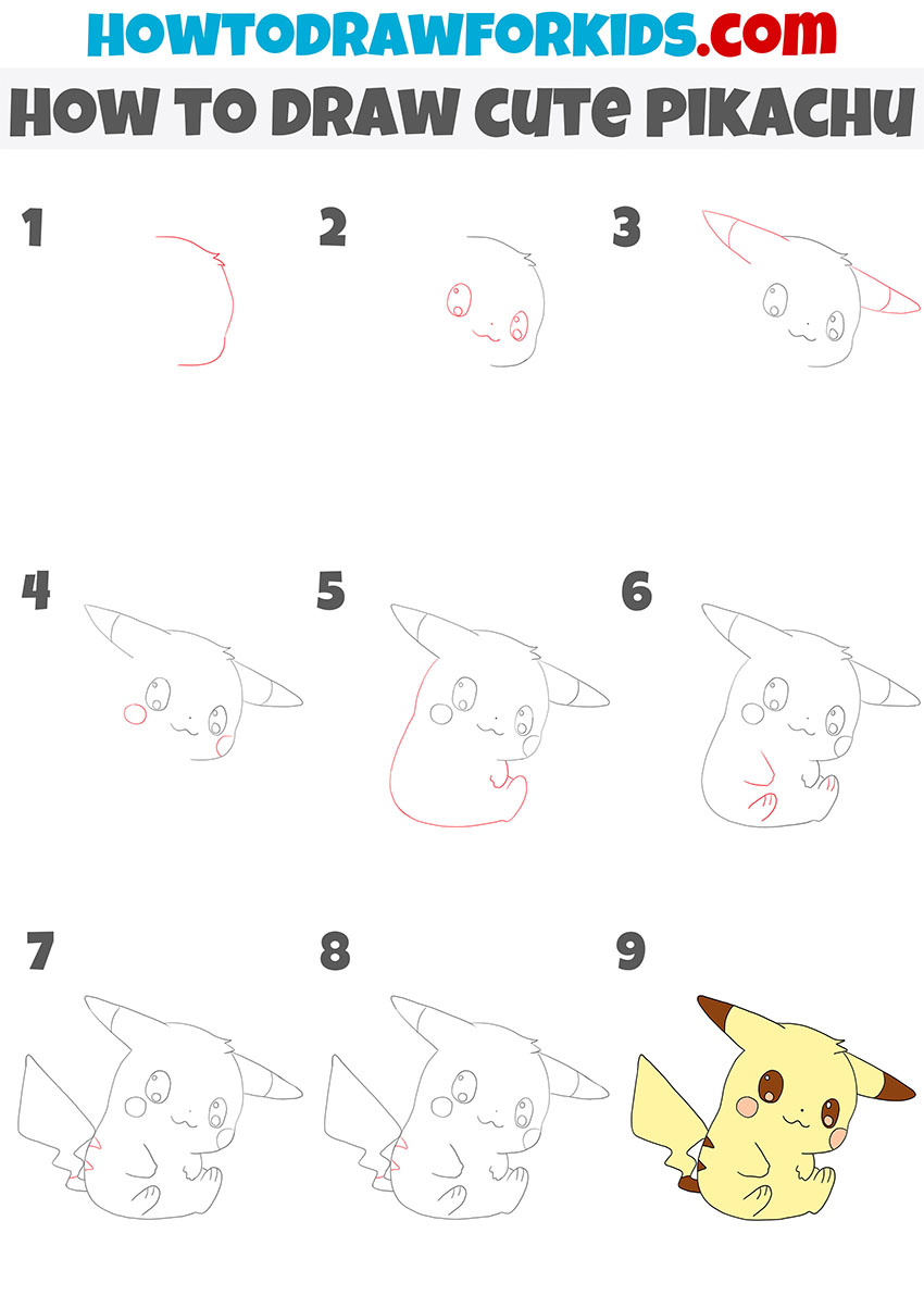 How to Draw Cute Pikachu Easy Drawing Tutorial For Kids