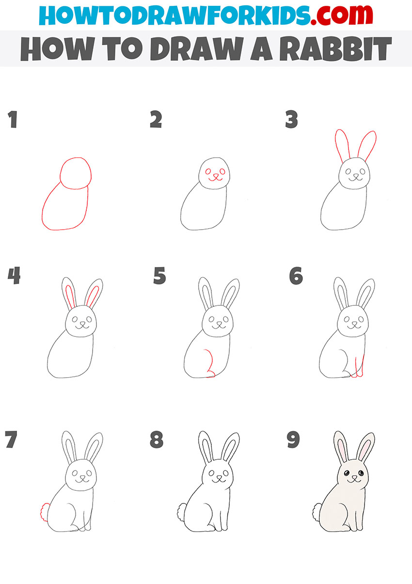 How to Draw a Rabbit Step by Step Drawing Tutorial For Kids