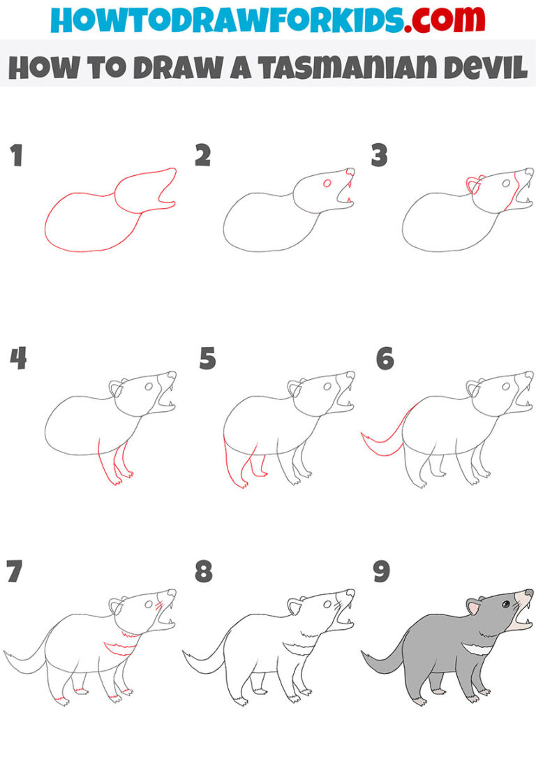 How to Draw a Tasmanian Devil Easy Drawing Tutorial For Kids